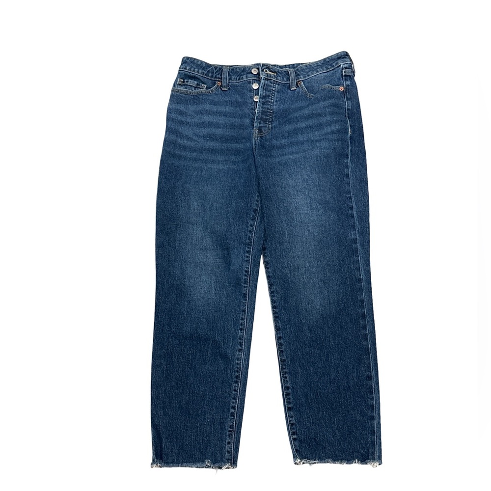 Old Navy High-Rise OG Straight ankle Jeans Size 10 Raw Hem